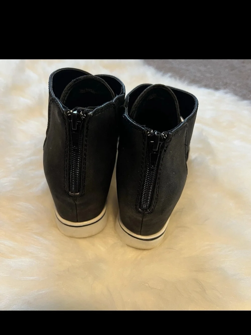 Maurices Black Crisscross Slip-On Wedge Sneakers with White Sole